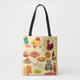 Spaanse Symbolen Reis Liefhebbers Tote Bag