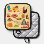 Spaanse Symbolen Travel Lovers Pannenlap (Voorkant / Achterkant)