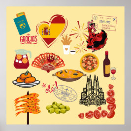 Spaanse Symbolen Travel Lovers Poster