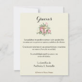 Spaanse sympathie begrafenis dank u Guadalupe Mary Bedankkaart (Achterkant)