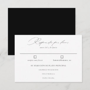 Spaanse taal Nuestra Boda Negro Caligrafía RSVP Kaartje