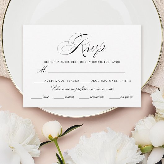 Spaanse taal Nuestra Boda Negro Rsvp Card