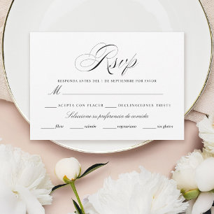 Spaanse taal Nuestra Boda Negro Rsvp Card Kaartje
