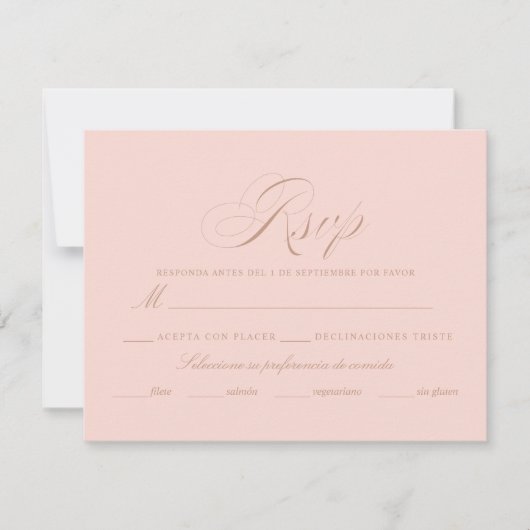 Spaanse taal Nuestra Boda Pink RSVP Kaartje (Voorkant)