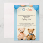 Spaanse Teddybeer Geslacht Onthulling Party Uitnod Kaart (Voorkant / Achterkant)