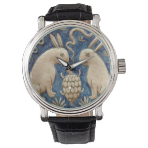 Spaanse Tegel Dierlijke Konijnenschildpad Blauw Horloge