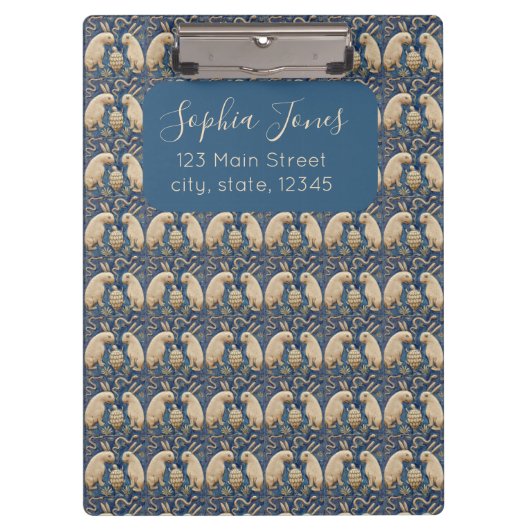  Spaanse Tegel Dierlijke Konijnenschildpad Blauw Klembord (Voorkant)