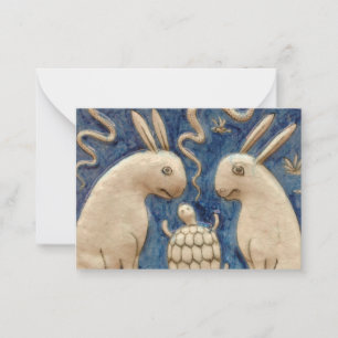  Spaanse Tegel Dierlijke Konijnenschildpad Blauw Notitiekaartje
