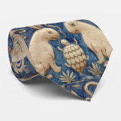 Spaanse Tegel Dierlijke Konijnenschildpad Blauw Stropdas (Opgerold)