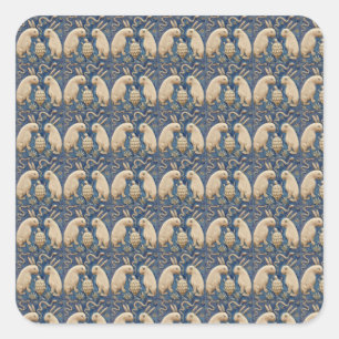Spaanse Tegel Dierlijke Konijnenschildpad Blauw Vierkante Sticker
