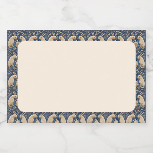 Spaanse Tegel Dierlijke Konijnenschildpad Blauw Voedselcontainer Etiket (Enkel label)