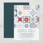 Spaanse tegel trouwkaart save the date (Voorkant / Achterkant)