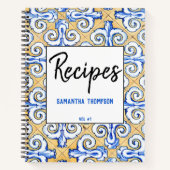 Spaanse Tegels - Azulejo Blue, Gele White Recipes Notitieboek (Voorkant)
