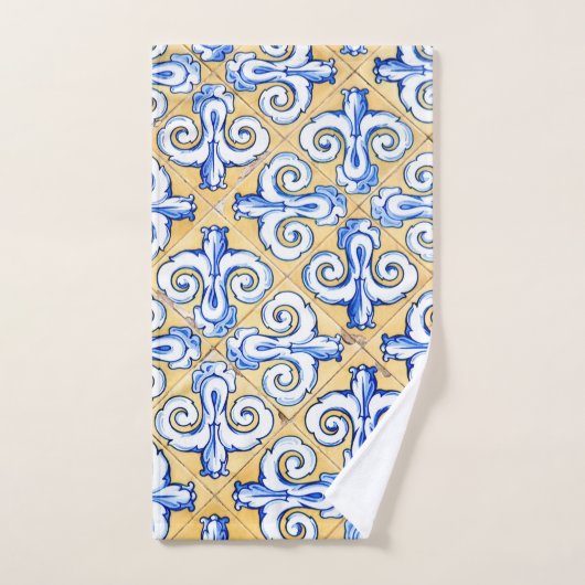 Spaanse tegels - Azulejo Blue, Yellow and White Bad Handdoek (Handdoek)