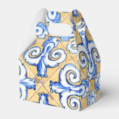 Spaanse tegels - Azulejo Blue, Yellow and White Bedankdoosjes (Voorkant Zijde)