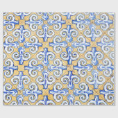 Spaanse tegels - Azulejo Blue, Yellow and White Cadeaupapier (Vlak)
