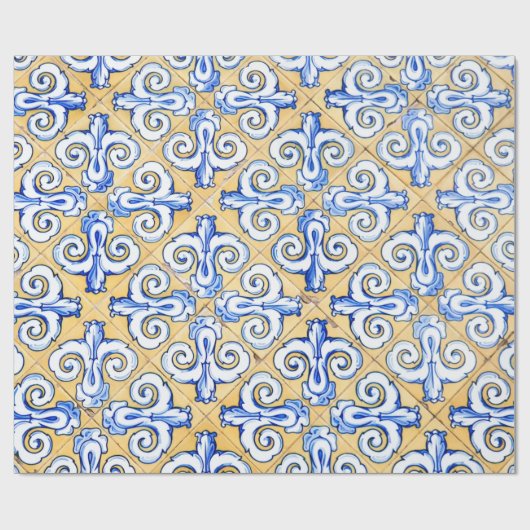 Spaanse tegels - Azulejo Blue, Yellow and White Cadeaupapier (Vlak)
