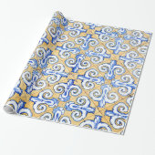 Spaanse tegels - Azulejo Blue, Yellow and White Cadeaupapier (Uitgerold)