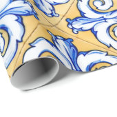 Spaanse tegels - Azulejo Blue, Yellow and White Cadeaupapier (Rol Hoek)