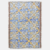 Spaanse tegels - Azulejo Blue, Yellow and White Deken (Voorkant Verticaal)