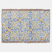 Spaanse tegels - Azulejo Blue, Yellow and White Deken (Voorkant)