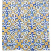 Spaanse tegels - Azulejo Blue, Yellow and White Douchegordijn (Voorkant)