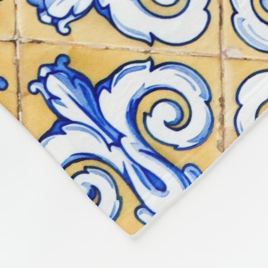 Spaanse tegels - Azulejo Blue, Yellow and White Fleece Deken (Hoek)