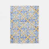 Spaanse tegels - Azulejo Blue, Yellow and White Fleece Deken (Voorkant)