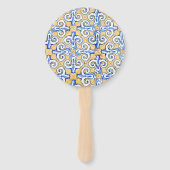 Spaanse tegels - Azulejo Blue, Yellow and White Handwaaier (Achterkant)