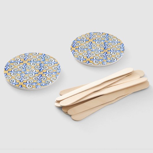 Spaanse tegels - Azulejo Blue, Yellow and White Handwaaier (Niet-gemonteerd)