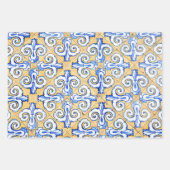 Spaanse tegels - Azulejo Blue, Yellow and White Inpakpapier Vel (Voorkant 2)