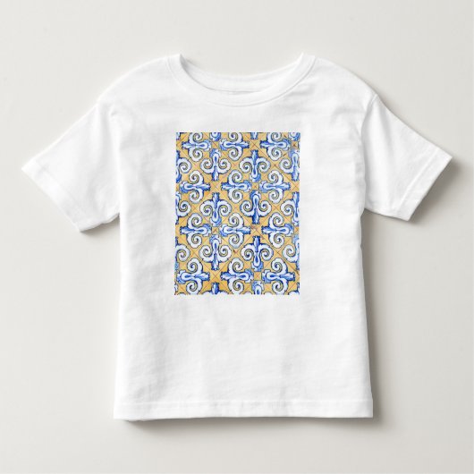 Spaanse tegels - Azulejo Blue, Yellow and White Kinder Shirts (Voorkant)