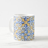 Spaanse tegels - Azulejo Blue, Yellow and White Koffiemok (Voorkant links)