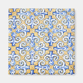 Spaanse tegels - Azulejo Blue, Yellow and White Magneet (Voorkant)