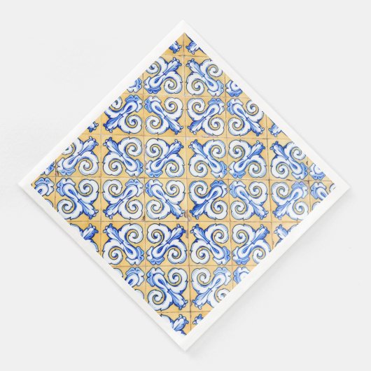 Spaanse tegels - Azulejo Blue, Yellow and White Servet (Hoek)