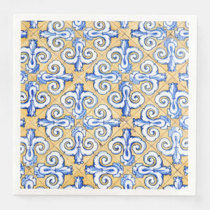 Spaanse tegels - Azulejo Blue, Yellow and White Servet
