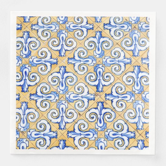 Spaanse tegels - Azulejo Blue, Yellow and White Servet (Voorkant)