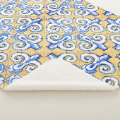 Spaanse tegels - Azulejo Blue, Yellow and White Sherpa Deken (3/4)