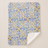 Spaanse tegels - Azulejo Blue, Yellow and White Sherpa Deken (Voorkant)
