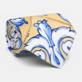 Spaanse tegels - Azulejo Blue, Yellow and White Stropdas (Opgerold)