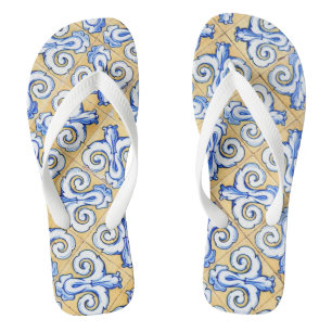 Spaanse tegels - Azulejo Blue, Yellow and White Teenslippers