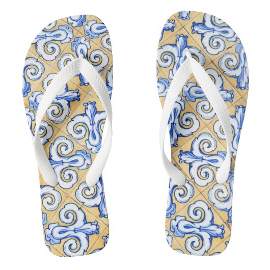 Spaanse tegels - Azulejo Blue, Yellow and White Teenslippers (Voetbed)