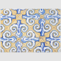 Spaanse tegels - Azulejo Blue, Yellow and White