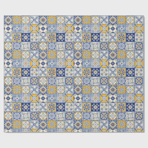 Spaanse Tegels geel blauw Cadeaupapier