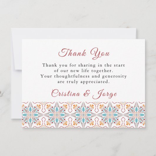 Spaanse tegels - Hartelijk dank Kaart (Achterkant)