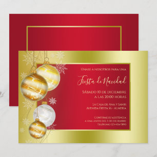 Spaanse tekst stijlvolle robijn & gouden kerst kaart
