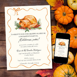 Spaanse Thanksgiving Gebraden Turkije Sinaasappel Kaart