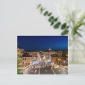 Spaanse Trappen en Piazza di Spagna bij schemer -  Briefkaart (Staand voorkant)
