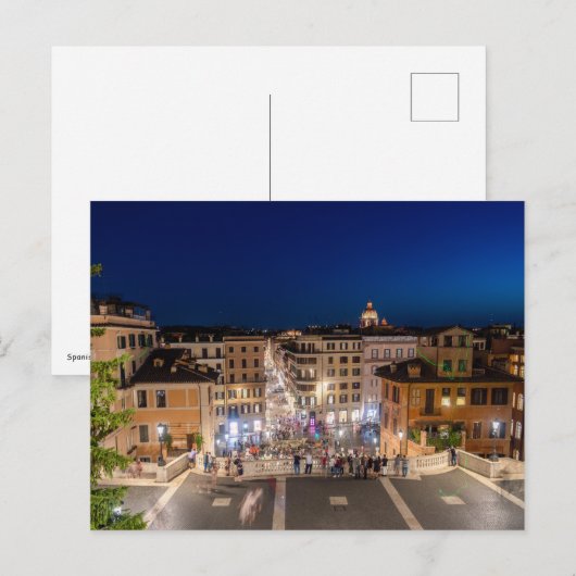 Spaanse Trappen en Piazza di Spagna bij schemer -  Briefkaart (Voorkant / Achterkant)