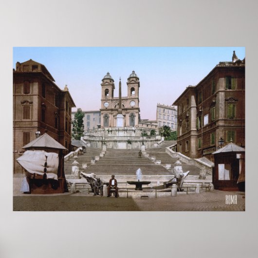 Spaanse trappen in Rome (ca. 1900) Poster (Voorkant)